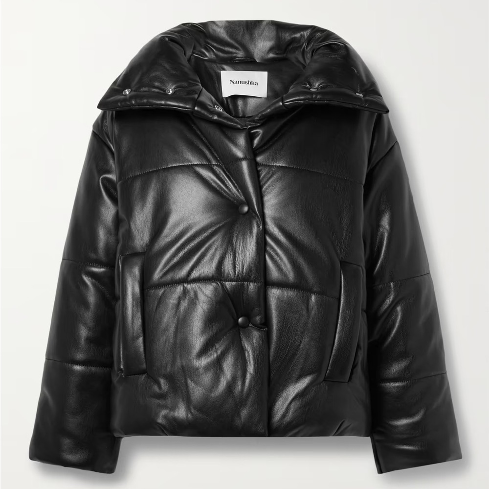 NANUSHKA Okobor™ Alt-Leather Puffer Jacket (padded vegan leather jacket) size S